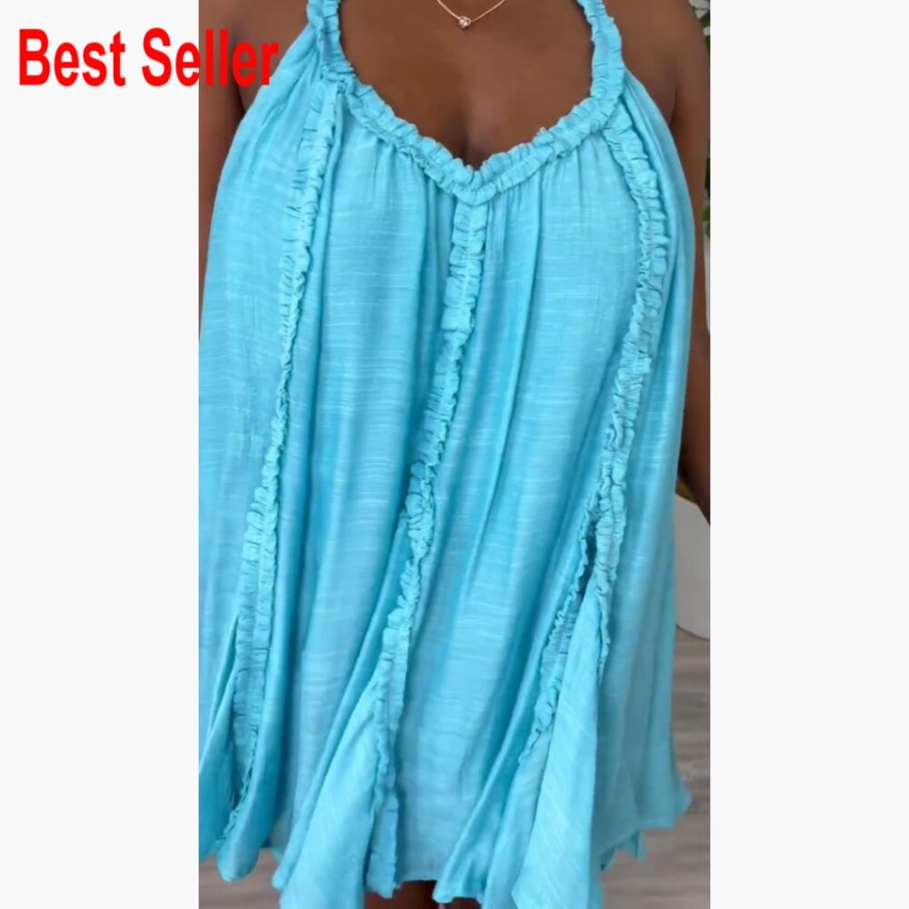 Polyester Blend Halter Neck Backless Maxi Dress W… - image 6